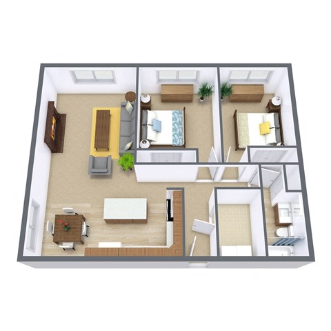 Dynasty 1 Apartments in Fargo, ND | Two Bedroom Floor Plan 21B